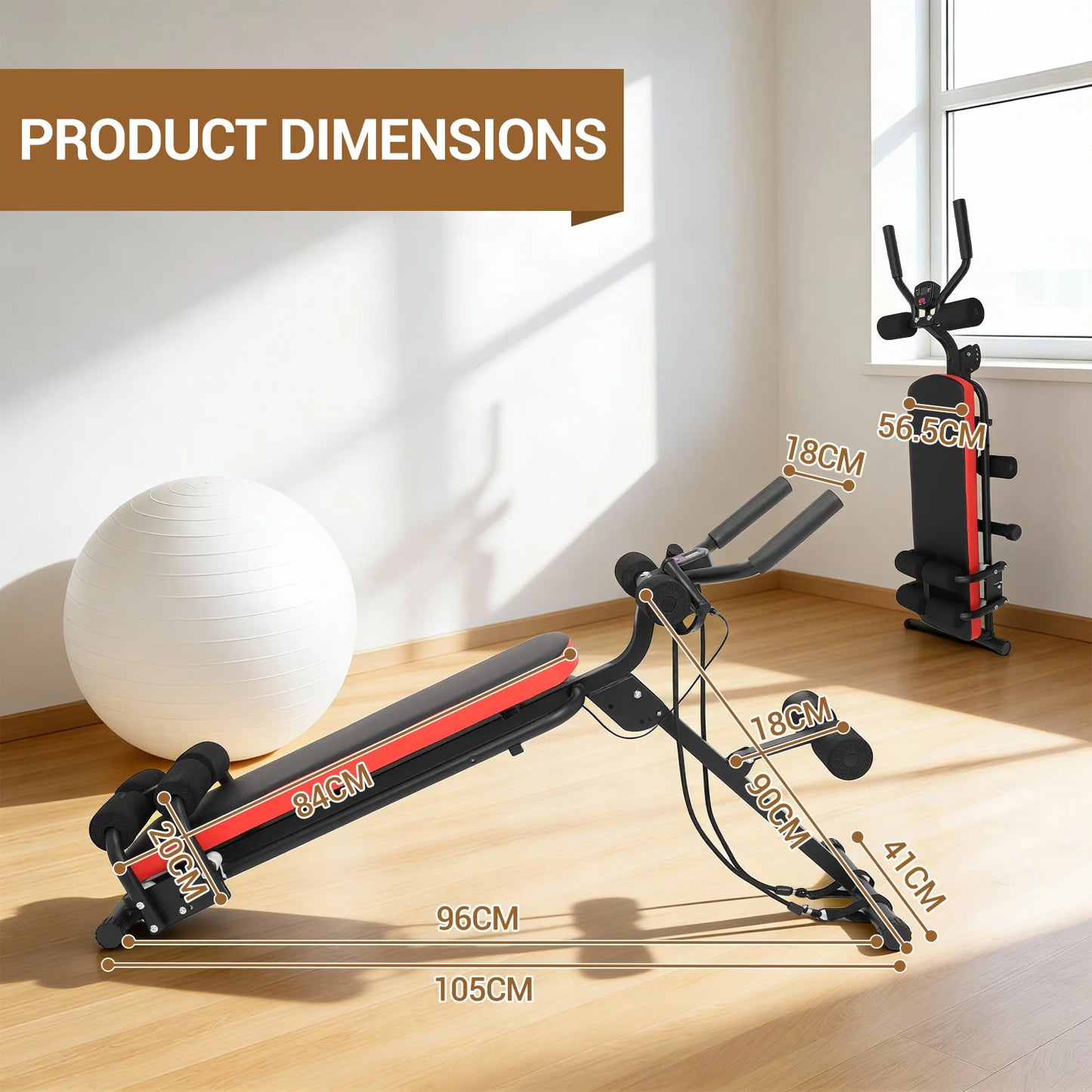 HiMISS Foldable 2-in-1 Adjustable Ab Bench Glider With LCD Display