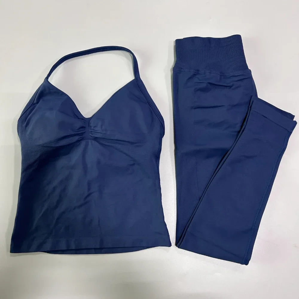 Seamless Gym Set For Women Tank Top And High Waist Scrunch Leggings