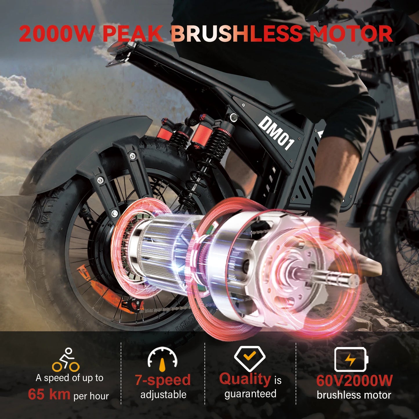 Baolujie DM01 60V 30Ah Electric Bike Max Speed 42MPH