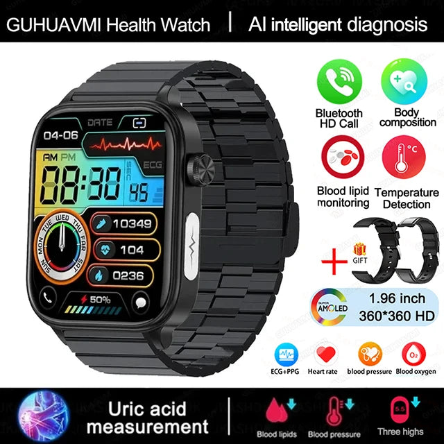 ECG PPG Smart Watch Health Tracker Blood Pressure Lipids