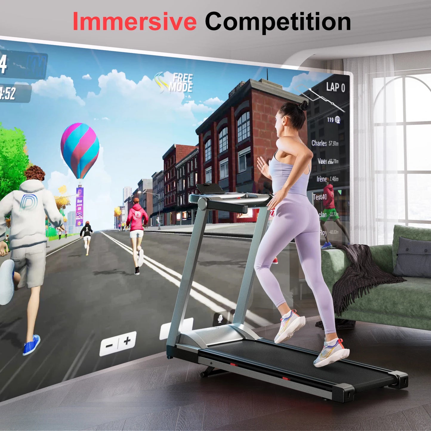 Superun Foldable Incline Treadmill Walking Pad With Touch Screen App