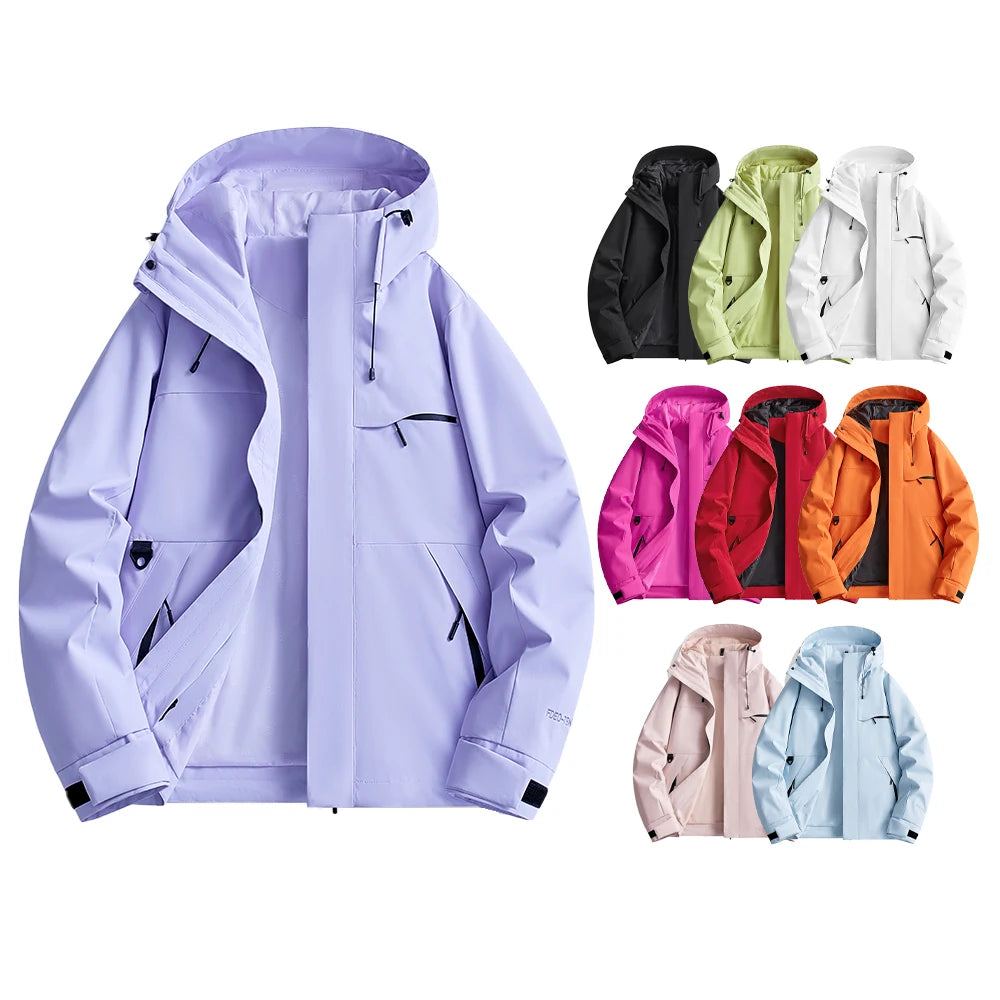 Waterproof Hooded Hiking Jacket for Women Outdoor Sports Trekking
