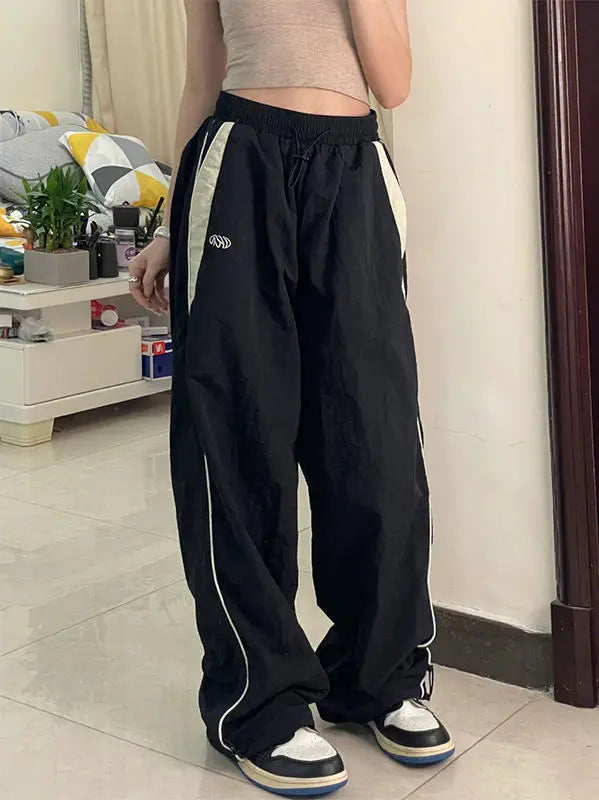 THTRUME Women's Casual Wide Leg Cargo Pants With Elastic Waist