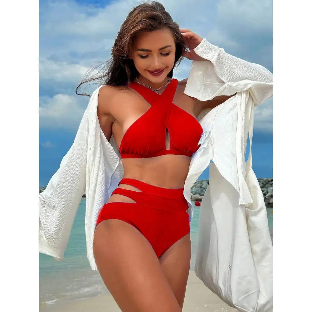 CIKINI CN Halter Neck Two Piece Bikini Set Summer Beach