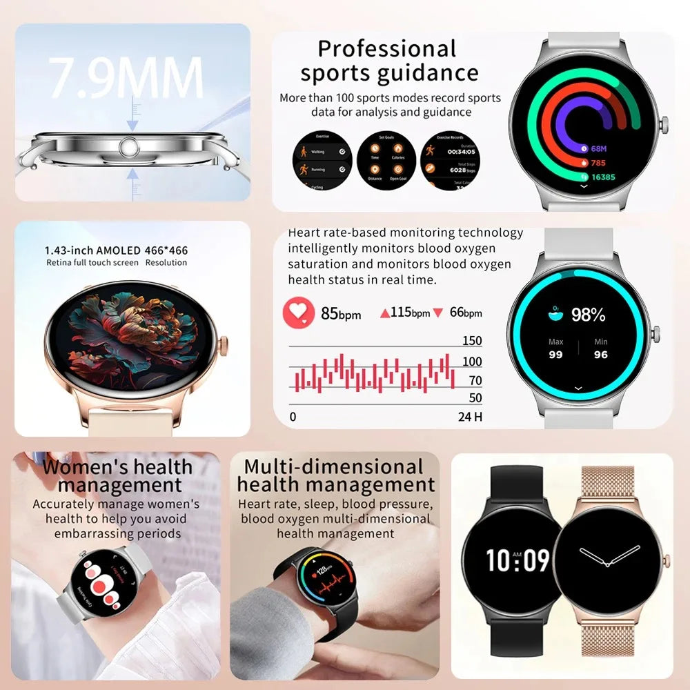 Hiwego Women Ultra Thin Smart Watch With Always On Display