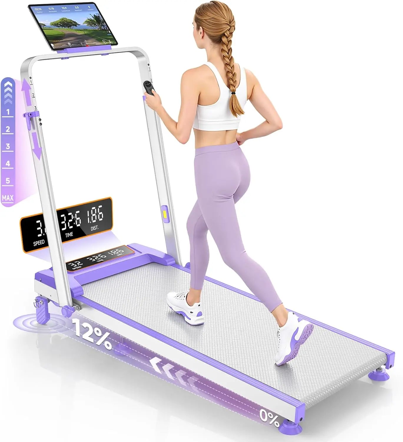 Walking Pad Treadmill With Incline And Adjustable Height