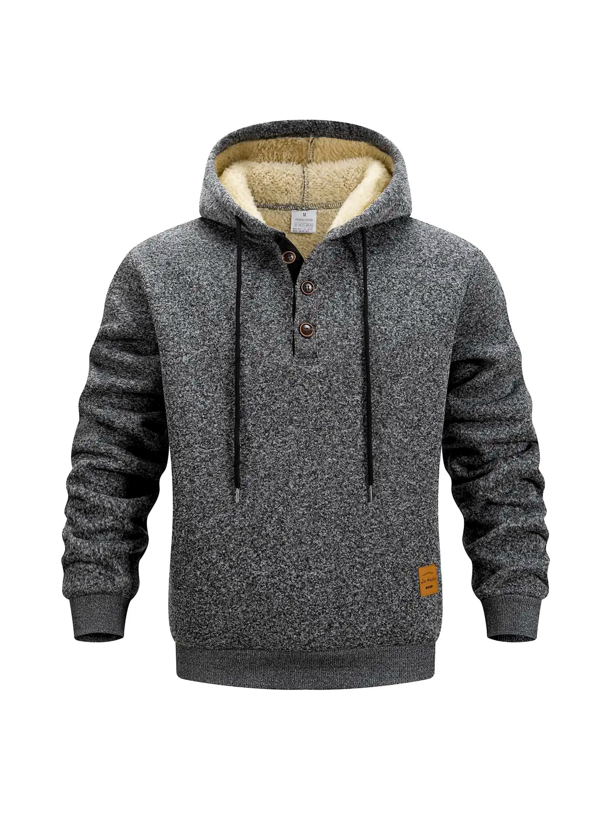 Mens Sherpa Fleece Lined Henley Hoodie Pullover Sweatshirt