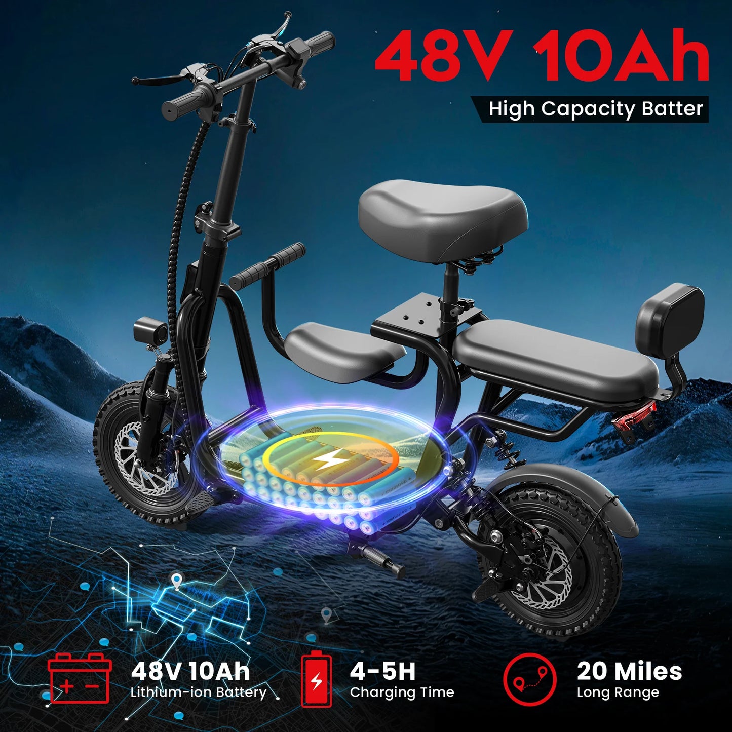 EILLEO SPACEWALK Foldable Electric Scooter With Seat 750W 48V