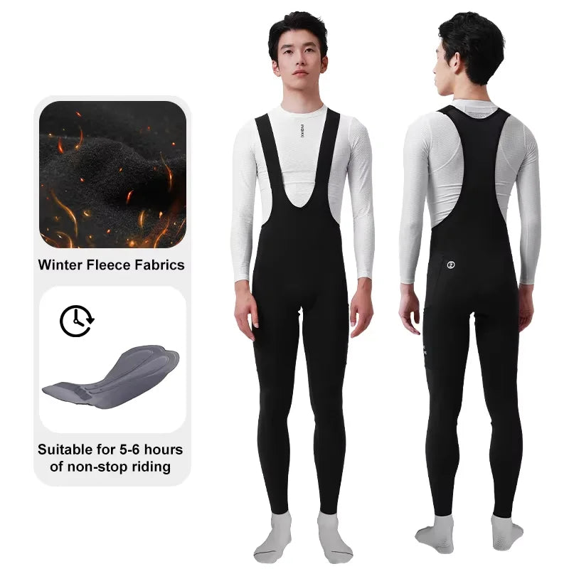 INBIKE Men's Winter Fleece Cycling Bib Pants With Gel Padding