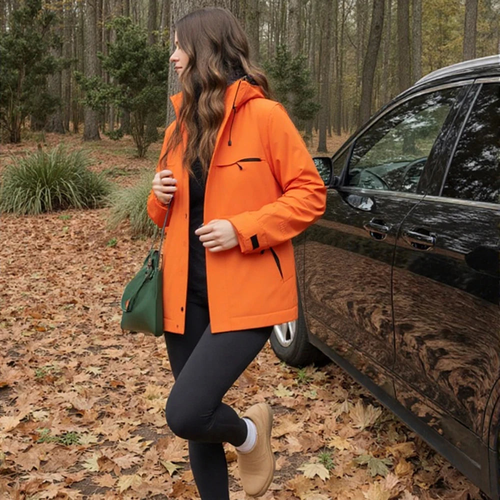 Waterproof Hooded Hiking Jacket for Women Outdoor Sports Trekking