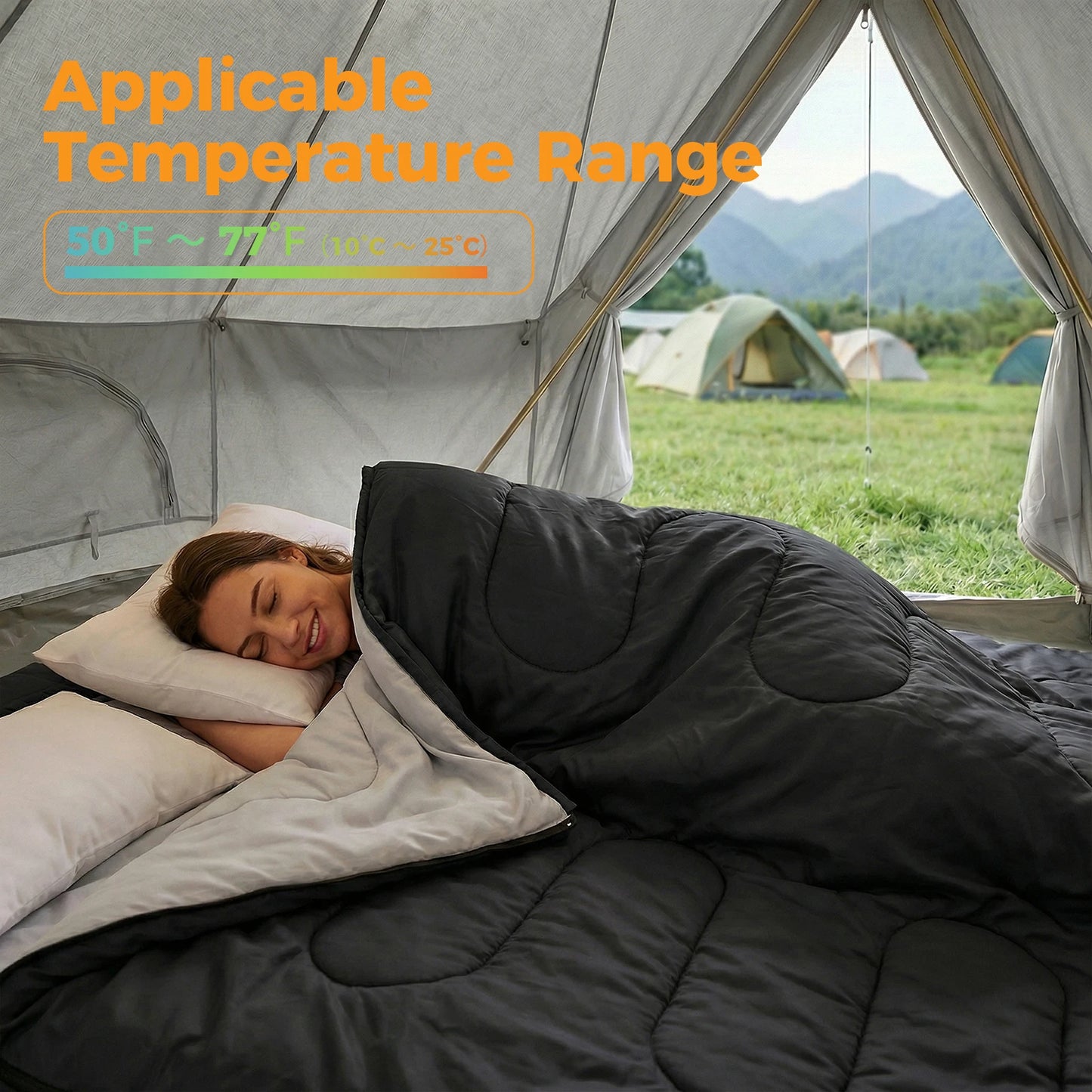 Double Sleeping Bag For Adults With Pillow Lightweight 3 Season
