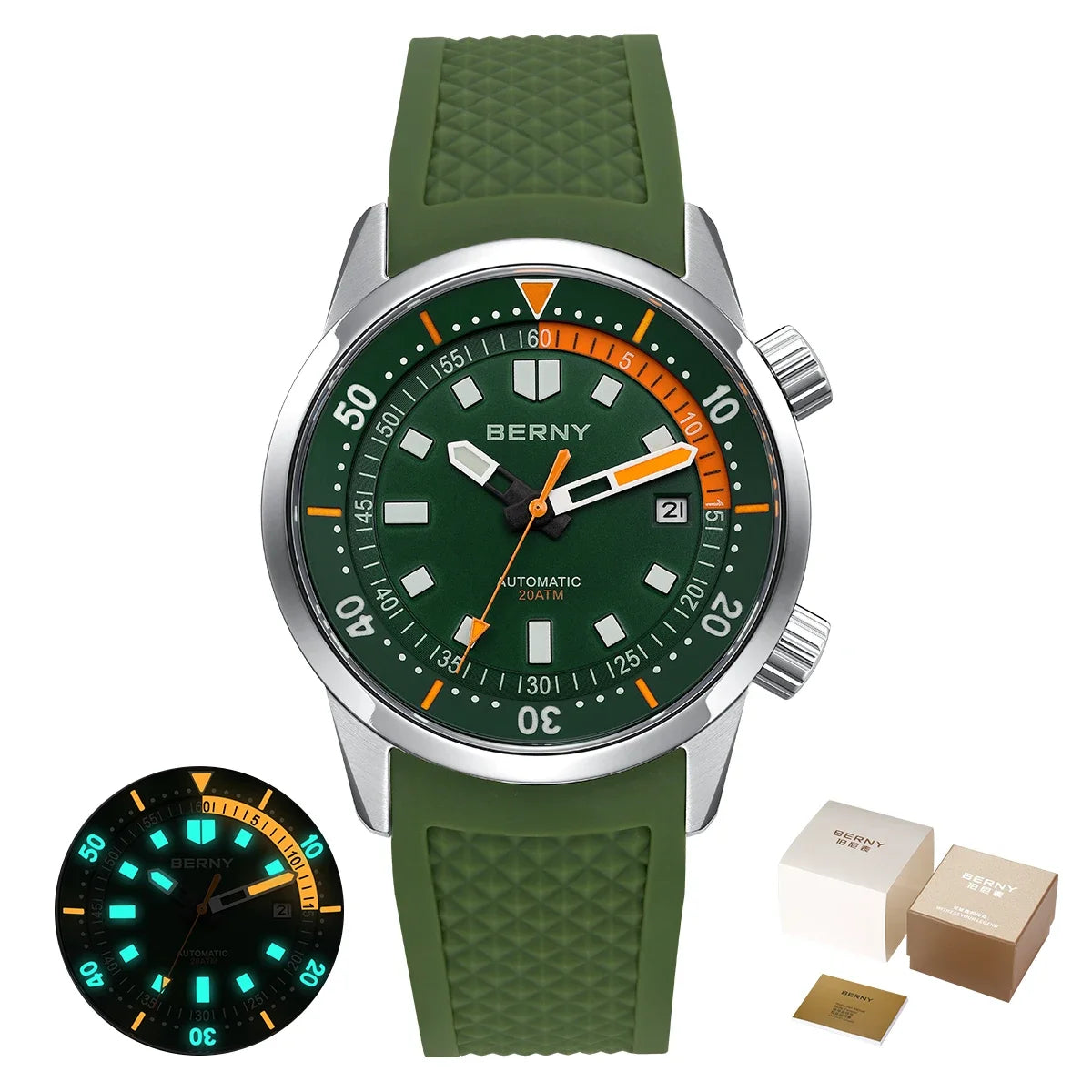 BERNY 200M Waterproof Automatic Diver Watch With Sapphire Glass