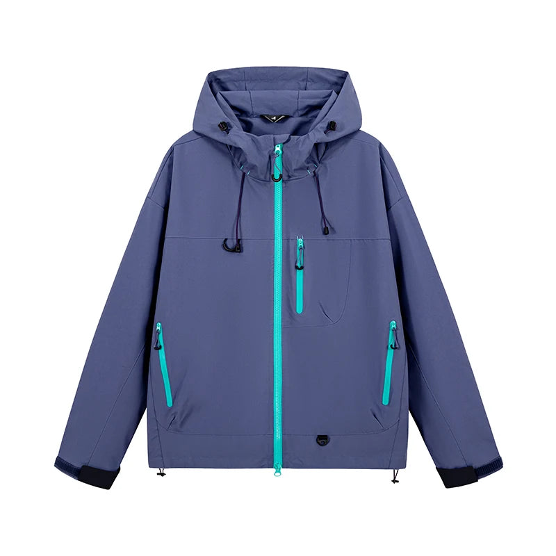 Unisex Waterproof Hiking Jacket Hooded Windbreaker For Outdoor Activities