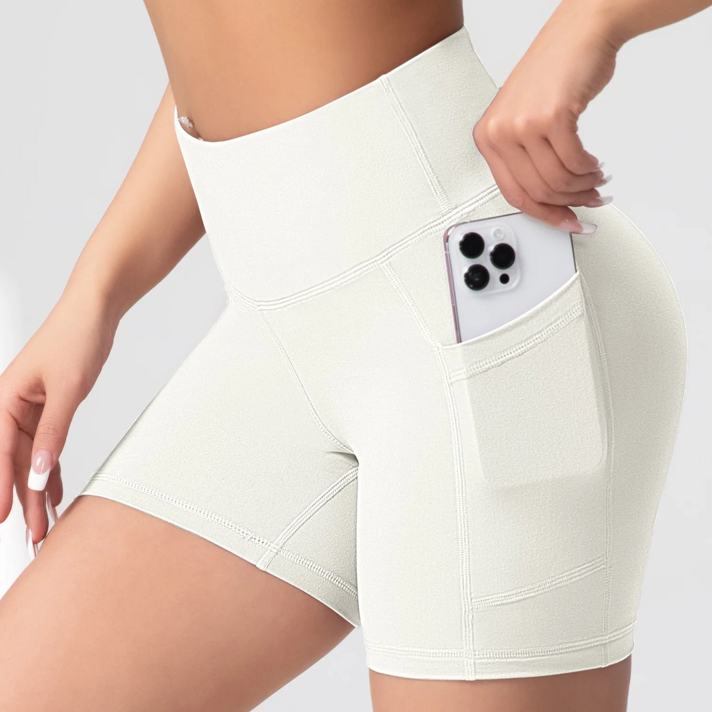 CHRLEISURE Yoga Shorts Pockets High Waist Butt Lifting Fitness