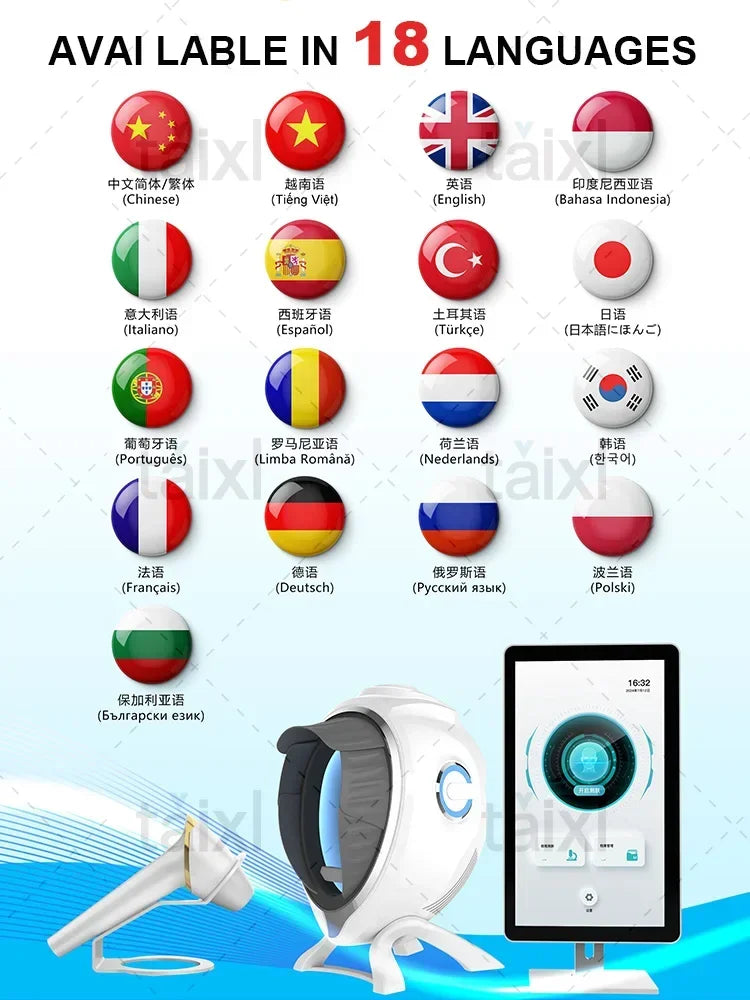 3D Skin Scanner Care Facial Analyzer Monitor Machine Magic Mirror Portable TestingEnglish Detector Face Camera Test Analysis