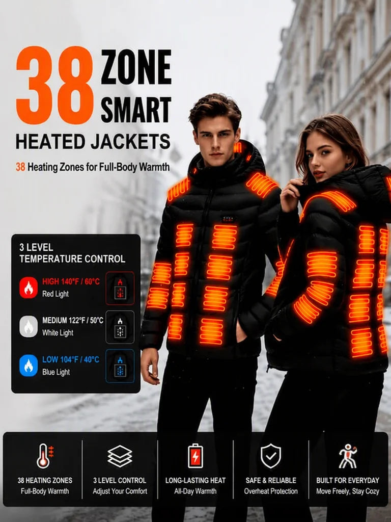 Mens Heated Jacket With 39 Zones And Four Temperature Settings
