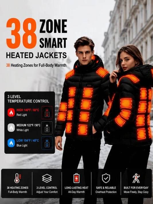 Mens Heated Jacket With 39 Zones And Four Temperature Settings