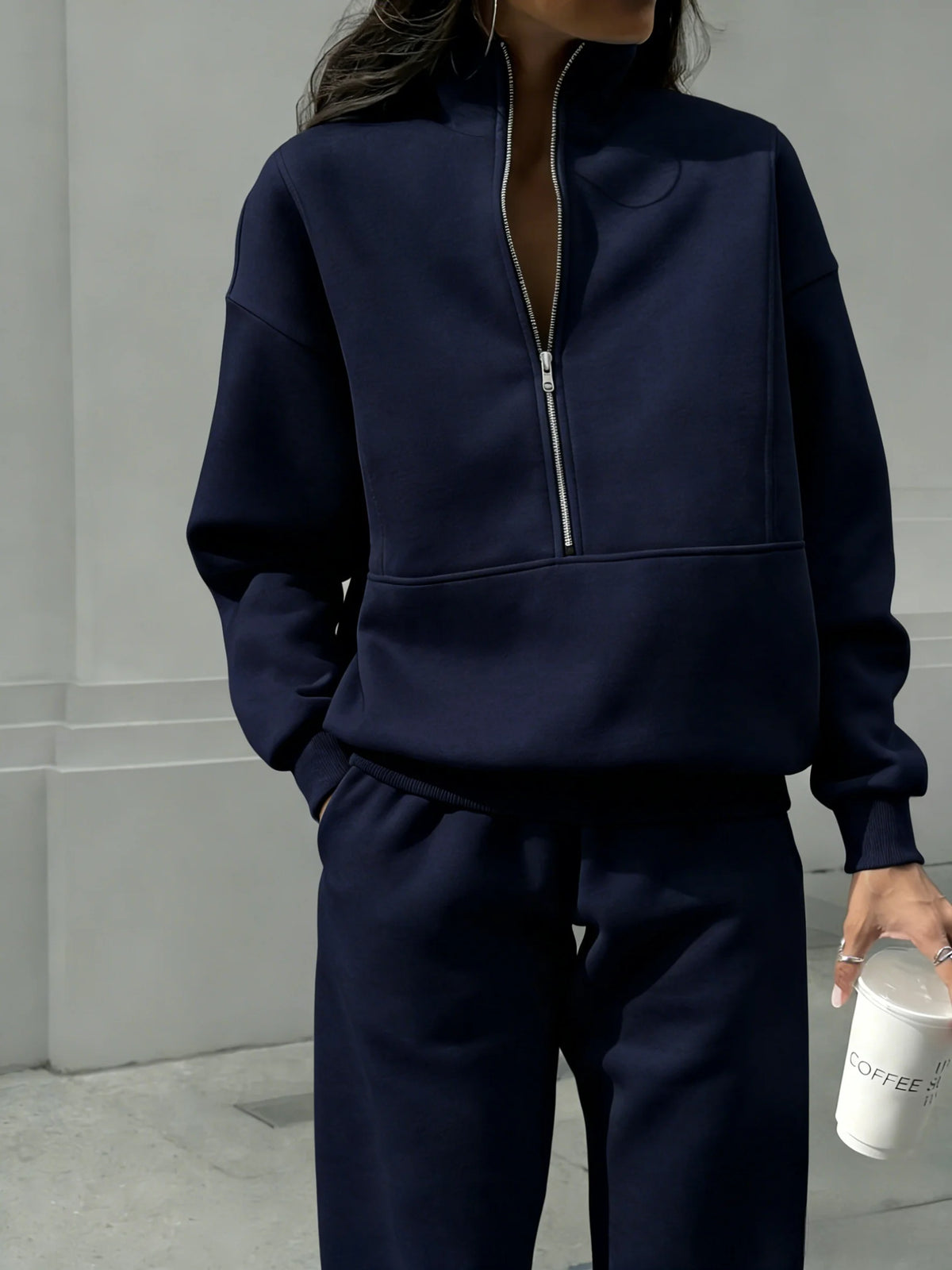 Women Half Zip Two Piece Tracksuit Casual Loungewear Set