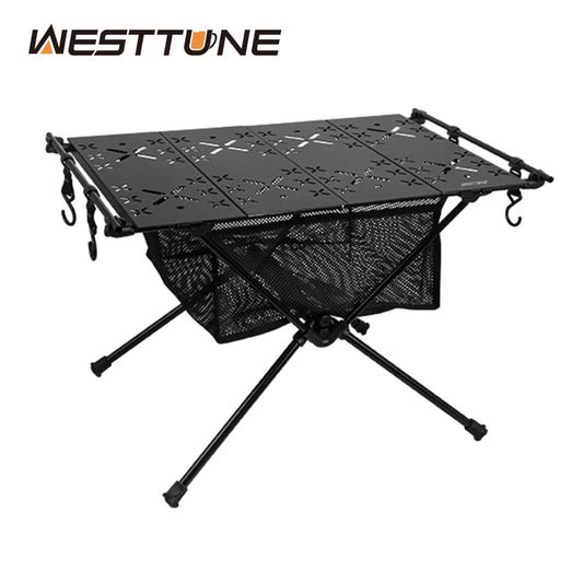 West Tune Folding Camping Table Aluminum Lightweight Portable Mesh Bag
