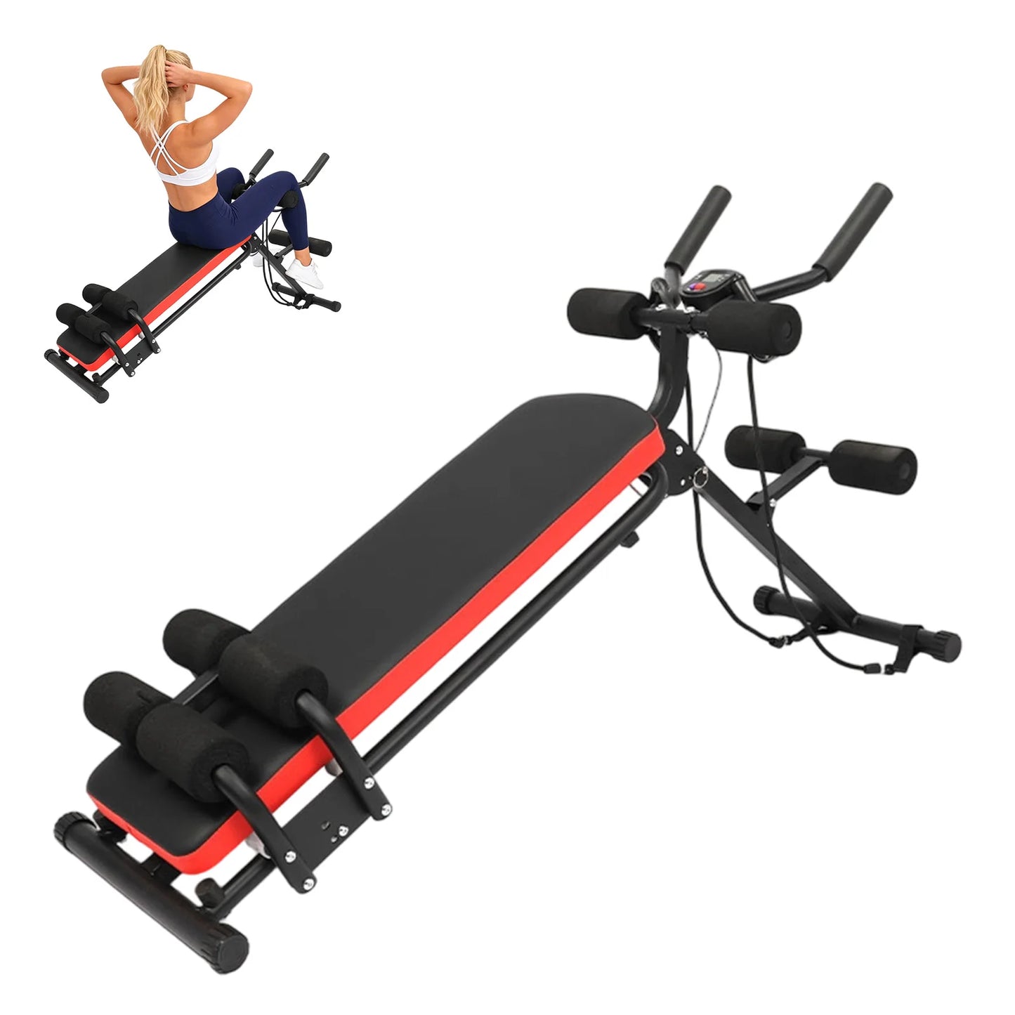 HiMISS Foldable 2-in-1 Adjustable Ab Bench Glider With LCD Display
