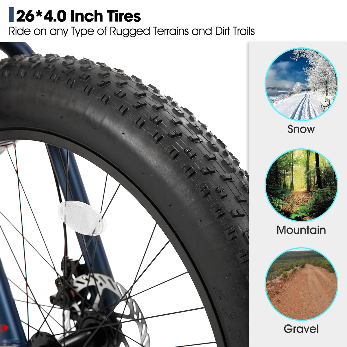 Hiland Fat Tire Mountain Bike Shimano Gears Dual Disc Brakes