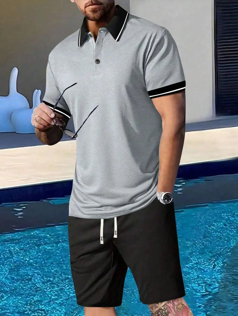 Men's Shirt And Shorts Set Casual Summer Activewear Breathable