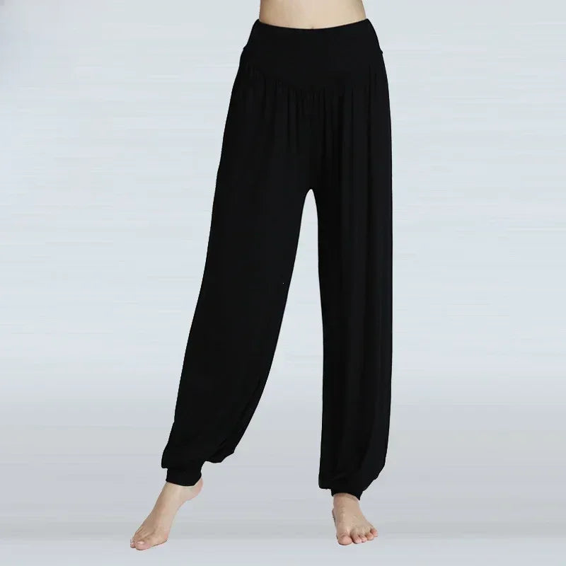 Womens Elastic Loose Casual Yoga Pants Breathable Polyester Dance Sports