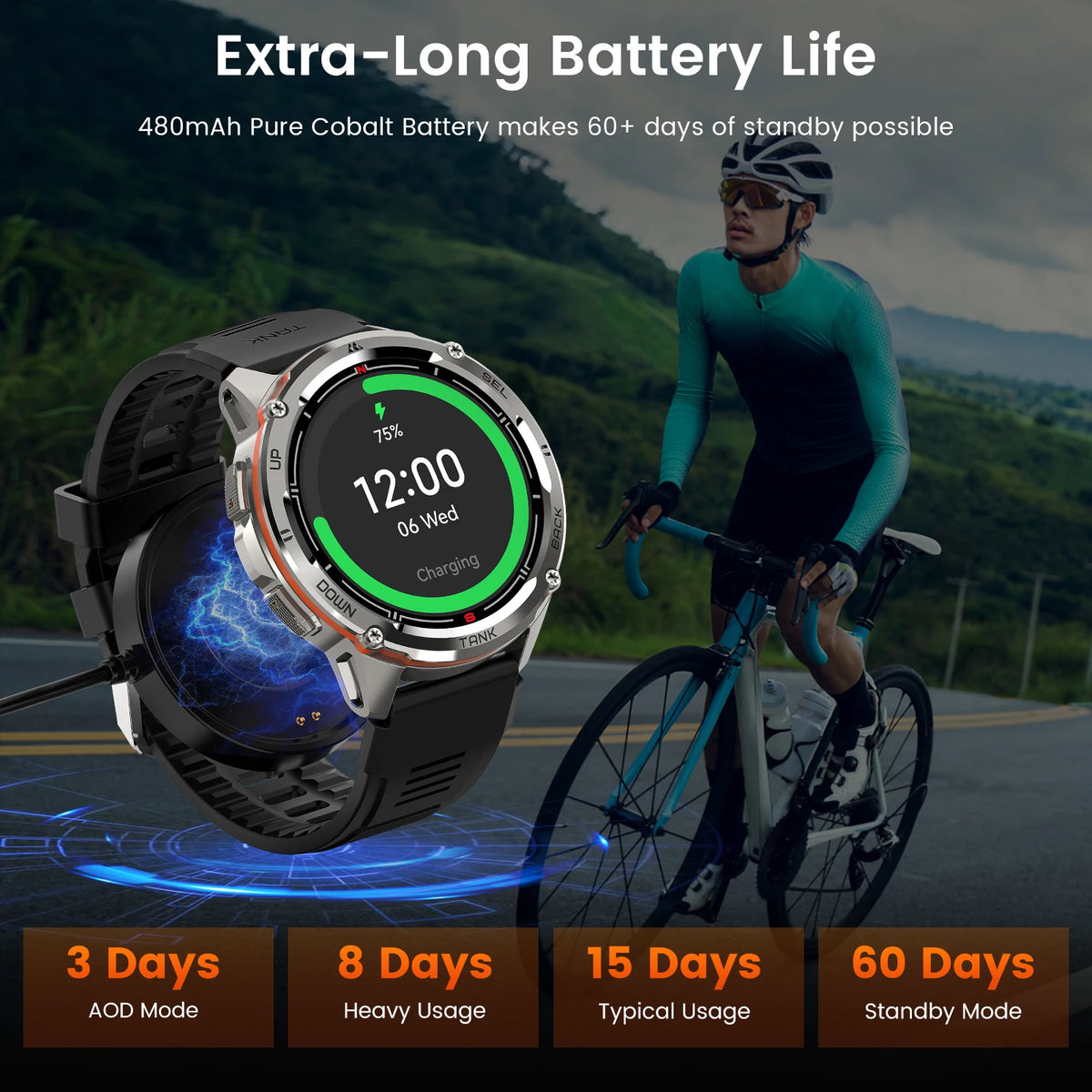 Kospet Tank T3 Ultra GPS Smartwatch Rugged Amoled Fitness Tracker