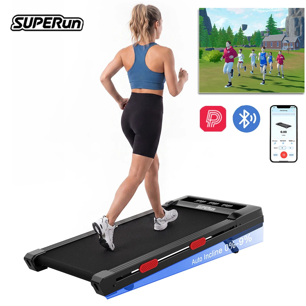 Superun 3.0HP Incline Under Desk Walking Pad Treadmill for Home