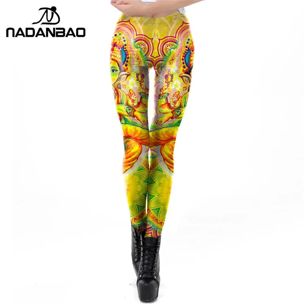 NADANBAO Seven Chakra Mandala Leggings For Women Yoga Pants