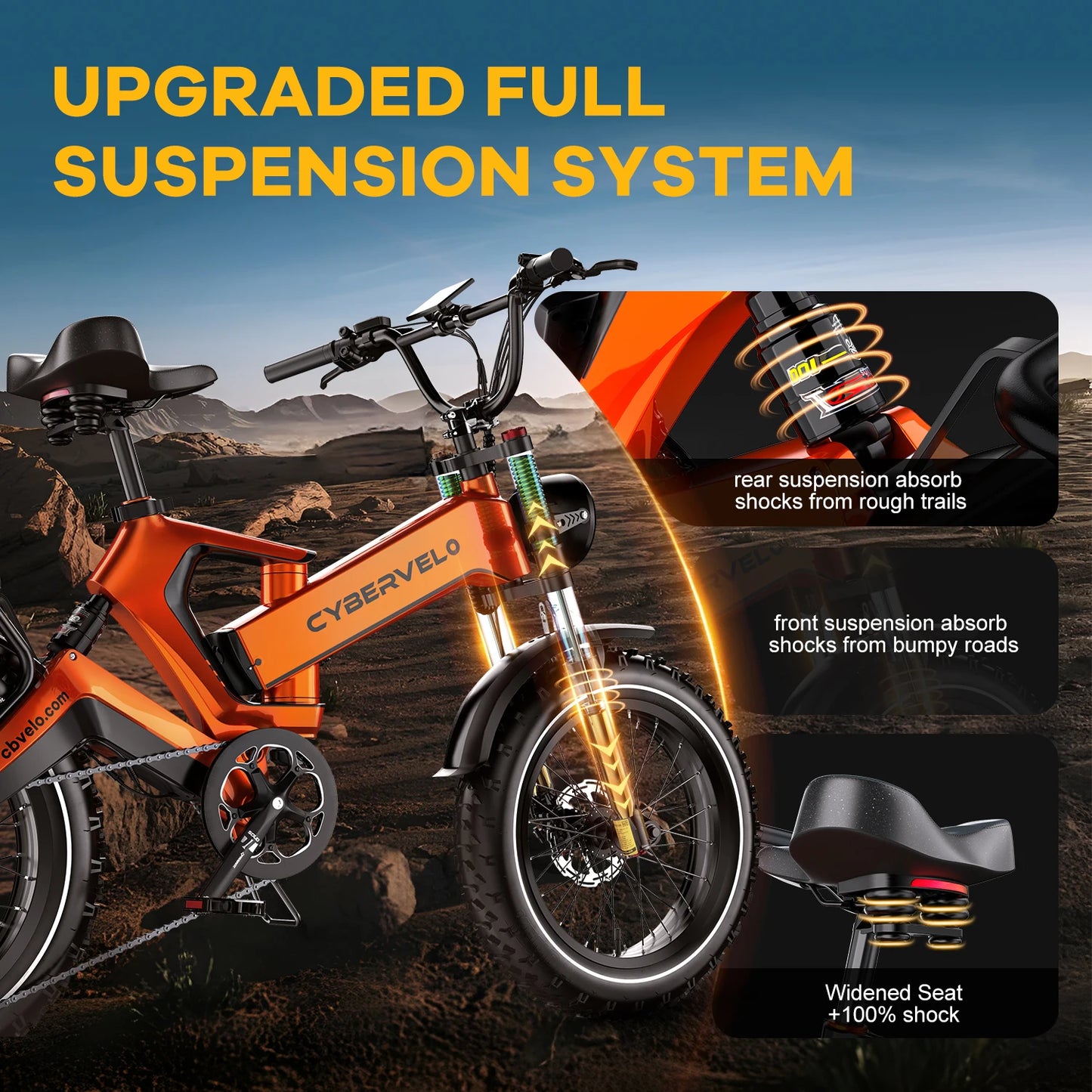 Cybervelo EK6 2000W Fat Tire Foldable Ebike With 48V Battery