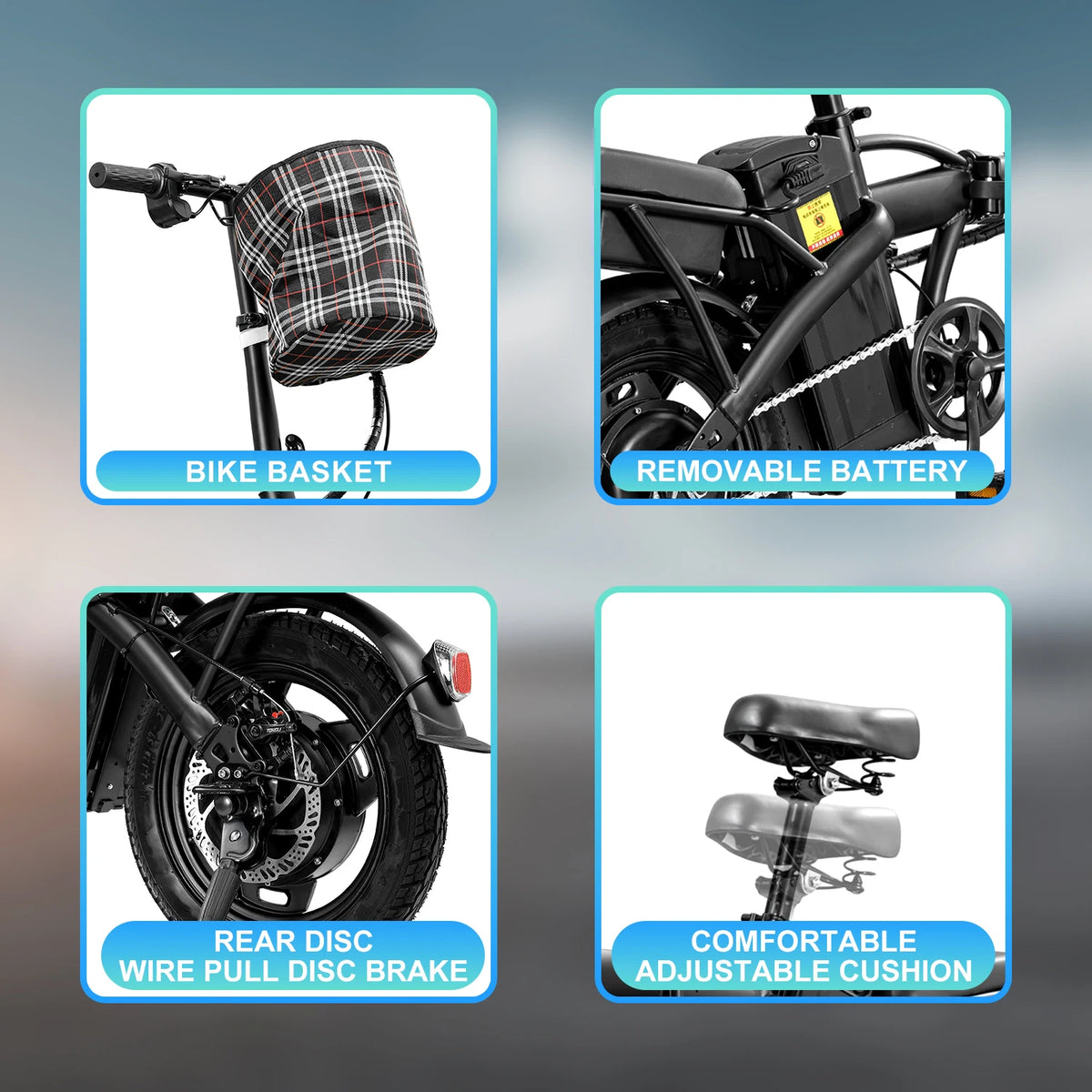 HEZZO T5 Folding Electric Bike 750W Peak Power Disc Brakes