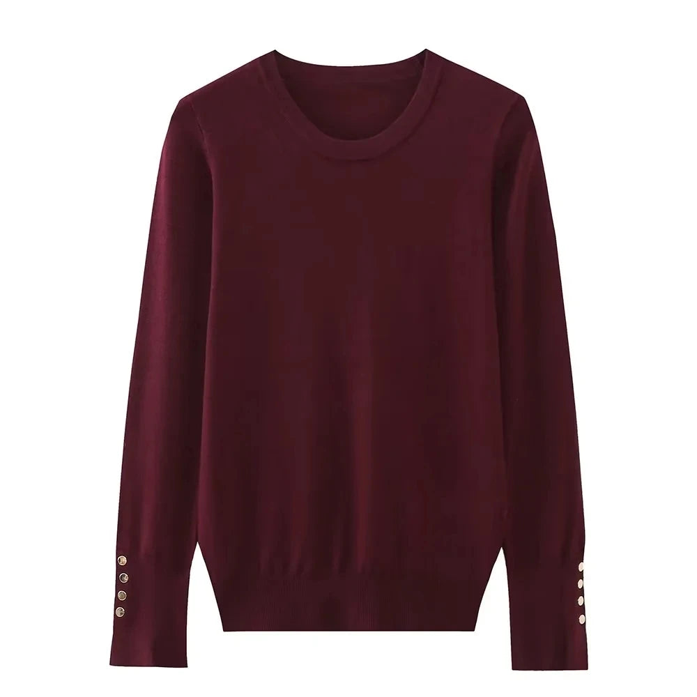Others Loose Long Sleeve Round Neck Knit Sweater For Summer