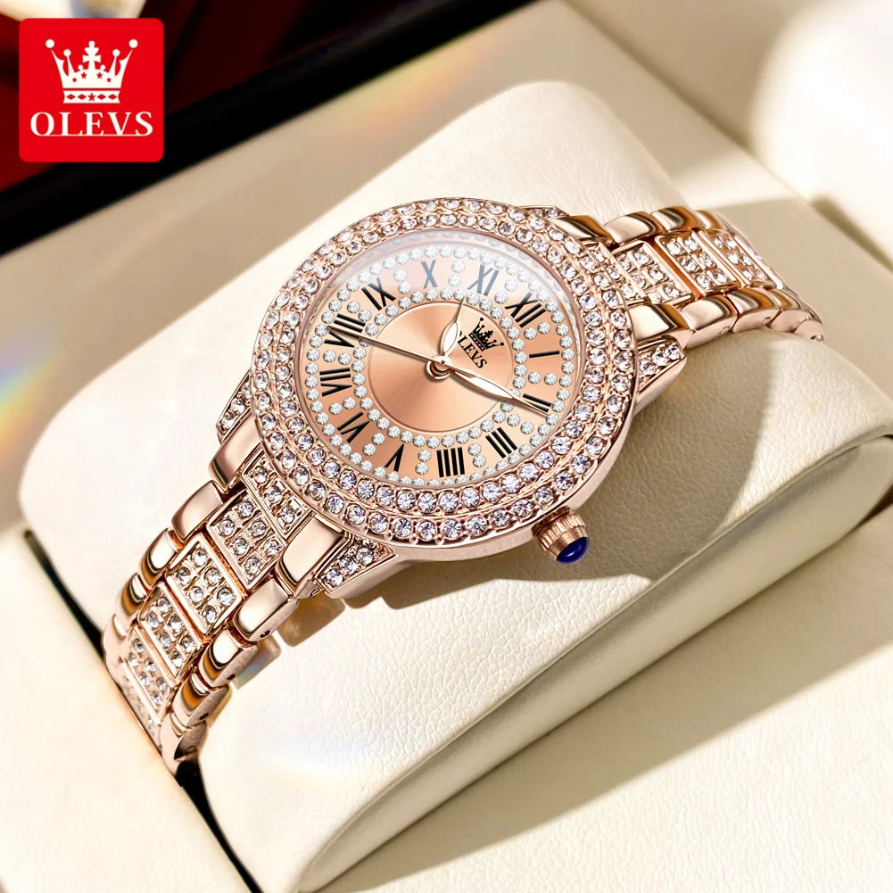 OLEVS 9943 Diamond Women's Watch Stainless Steel Quartz Wristwatch