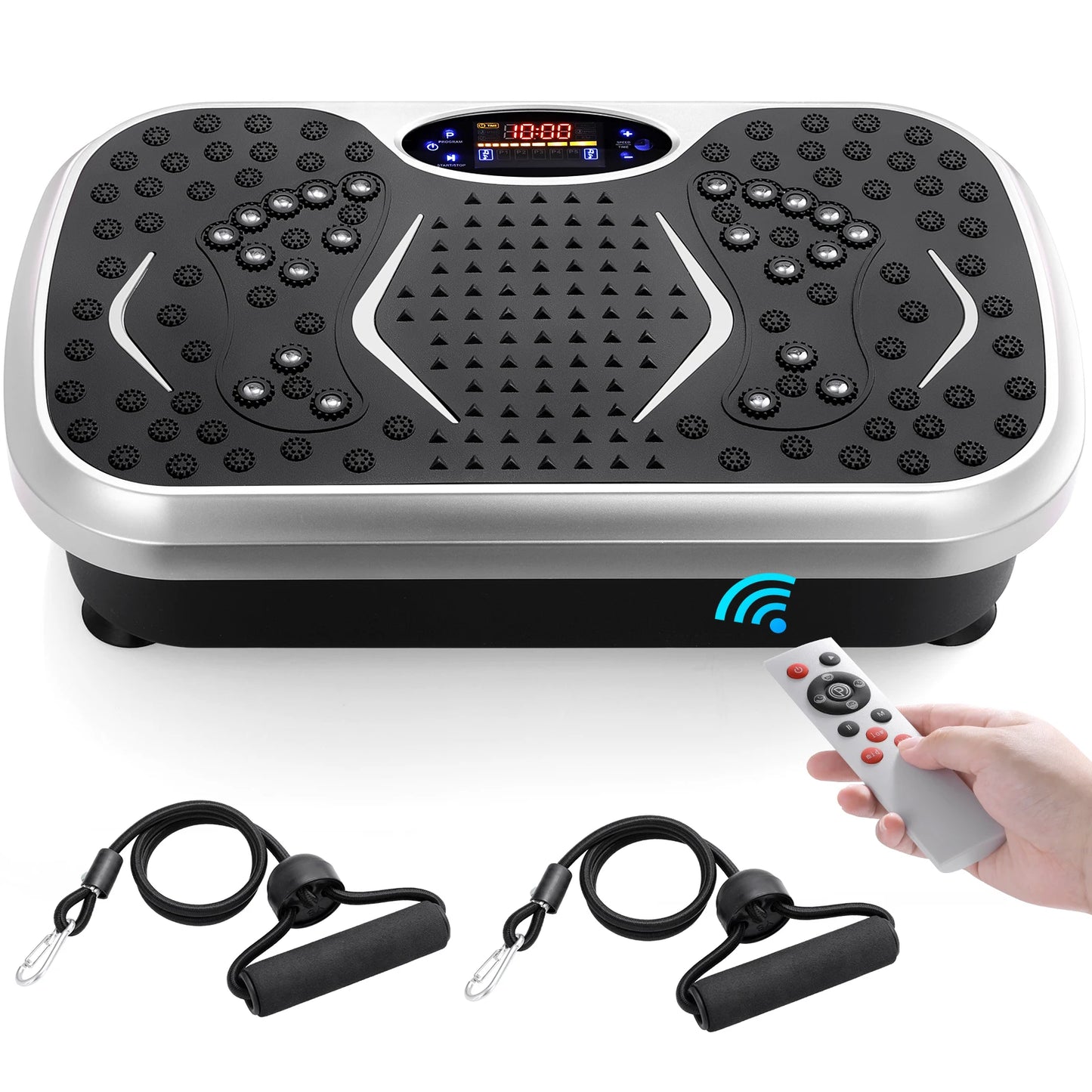 Vibration Plate Exercise Machine - Whole Body Workout Vibration Fitness Platform w/ Loop Bands - Home Training Equipment