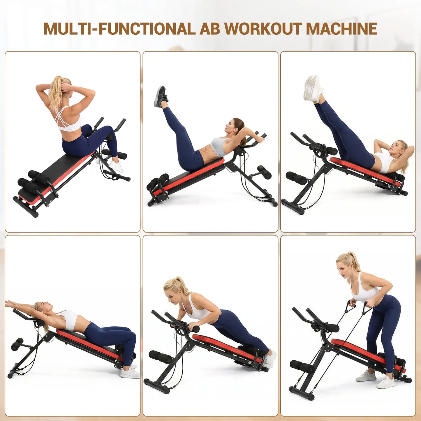 HiMISS Foldable 2-in-1 Adjustable Ab Bench Glider With LCD Display