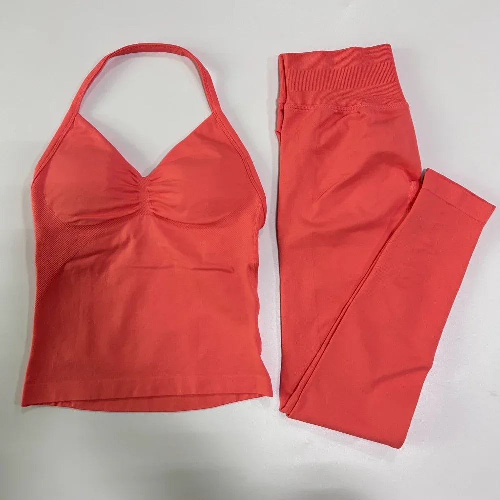 Seamless Gym Set For Women Tank Top And High Waist Scrunch Leggings