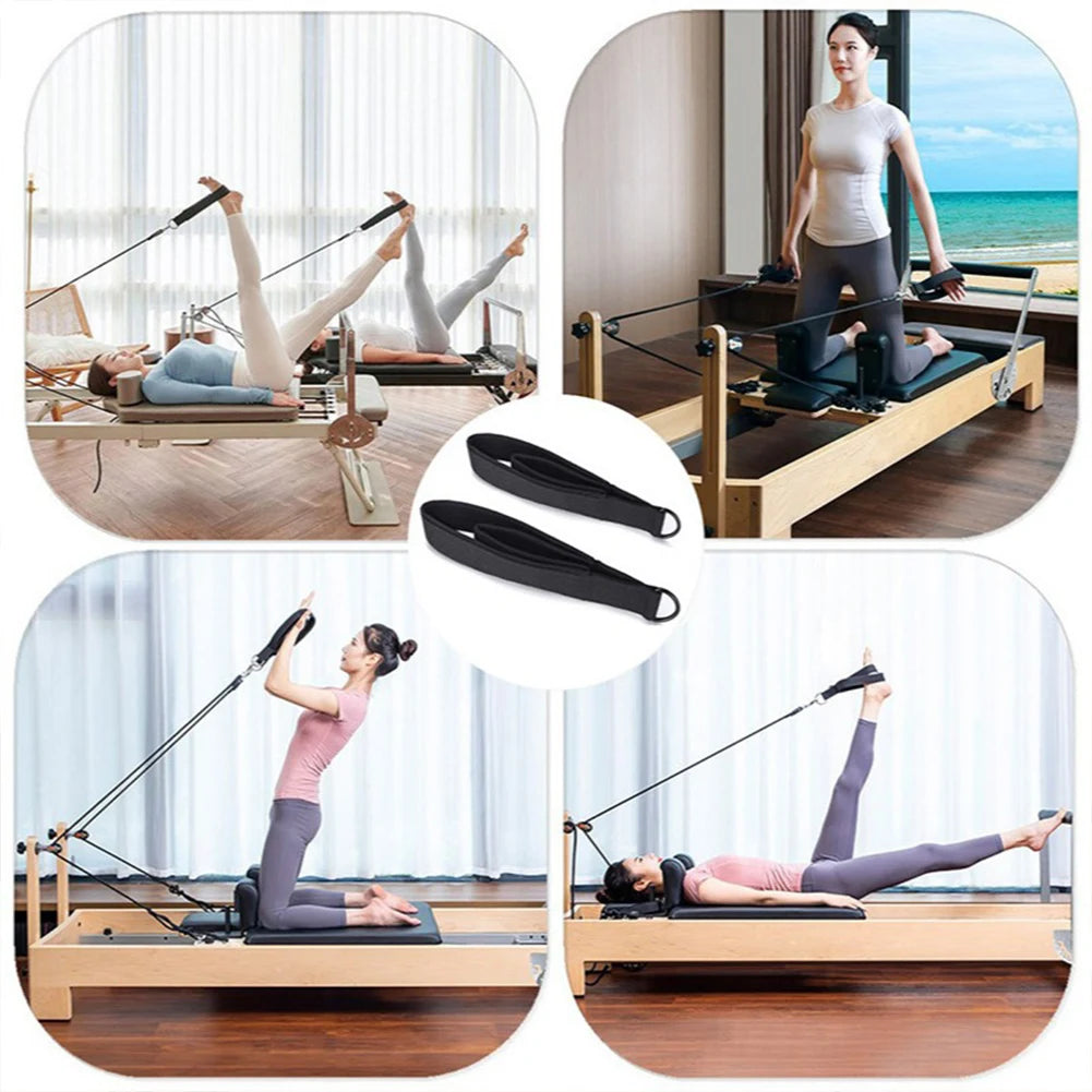 2PCS Pilates Straps Pilates Double Loop Straps Fitness D-Ring Straps Yoga Strap Exercise Accessories for Home Gym Workouts