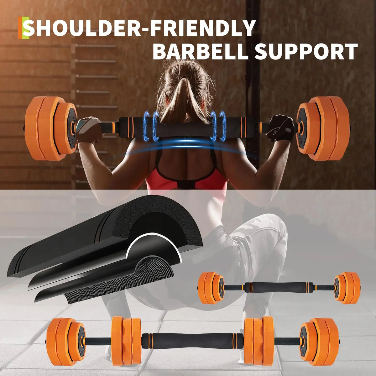 Adjustable Dumbbells 44lb Connector 4-In-1 Free Weight Barbell Kettlebell Set