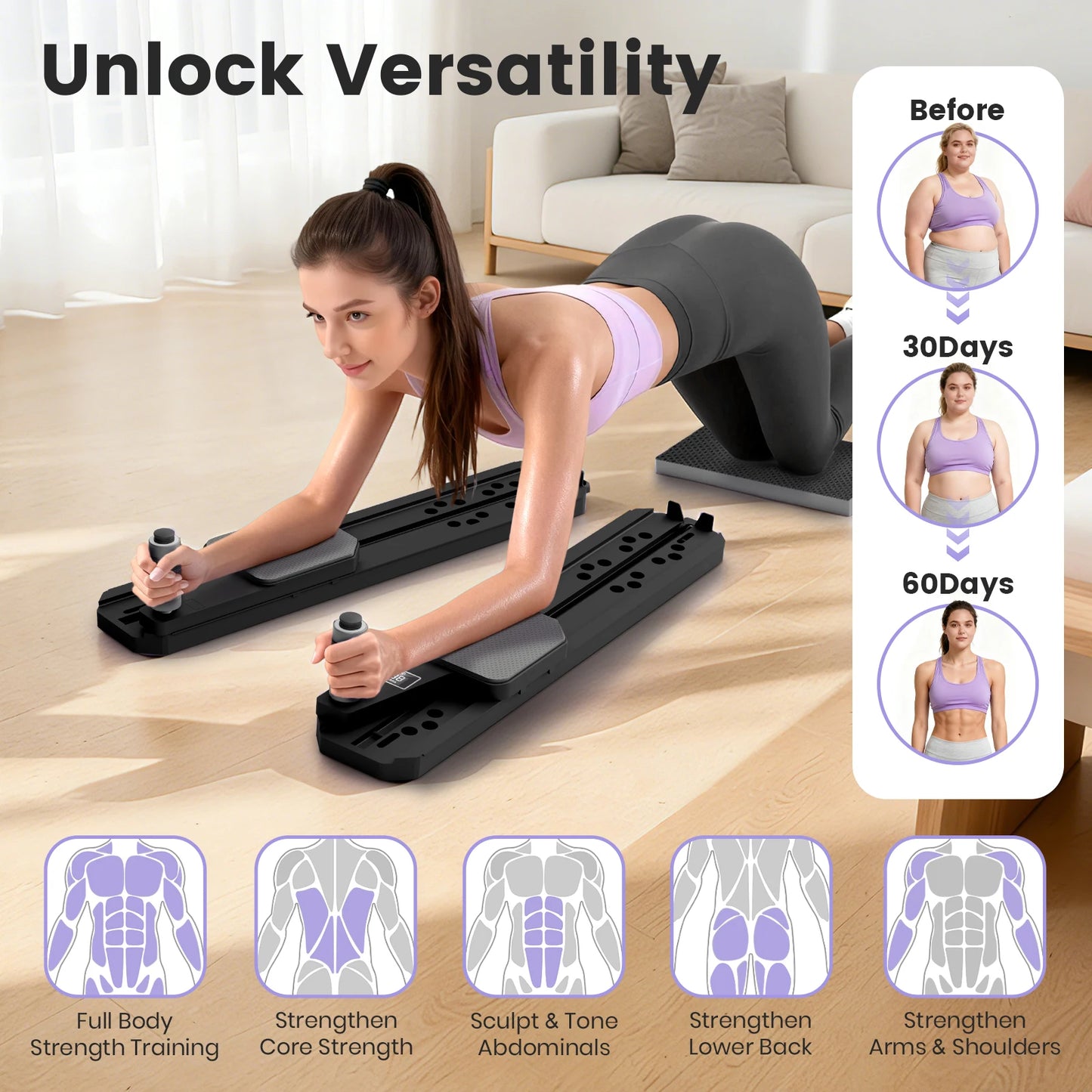 Foldable Pilates Board With Ski Balance Board And Timer Display
