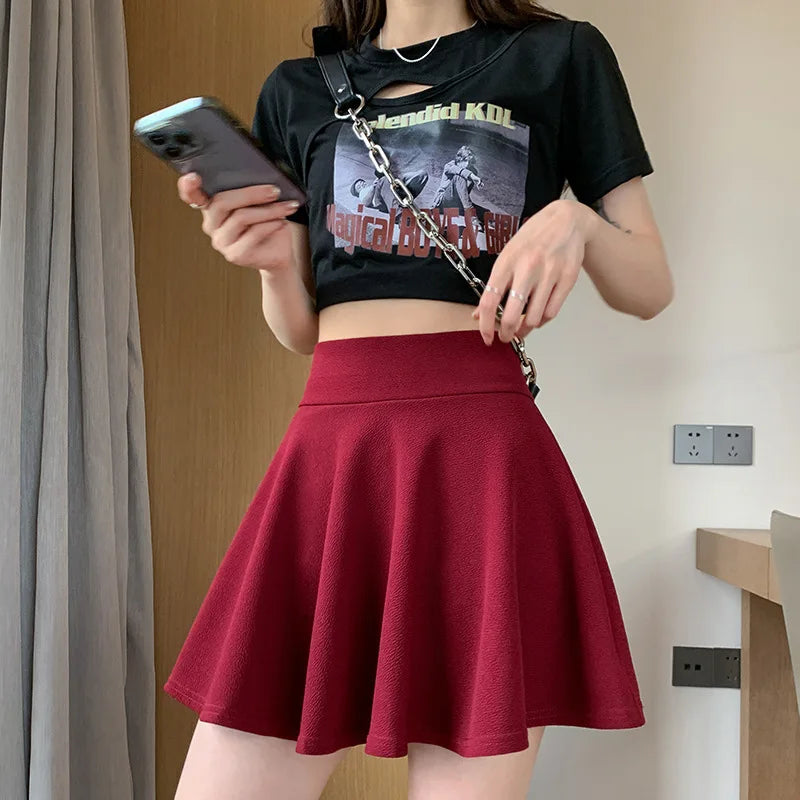 JIAOYIFEN Elastic Pleated High Waist Summer Skirt For Women