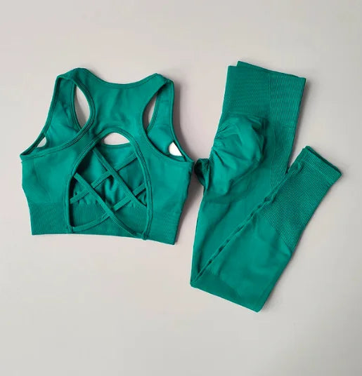 Two Piece Women Yoga Set Sports Bra Tank Top Leggings