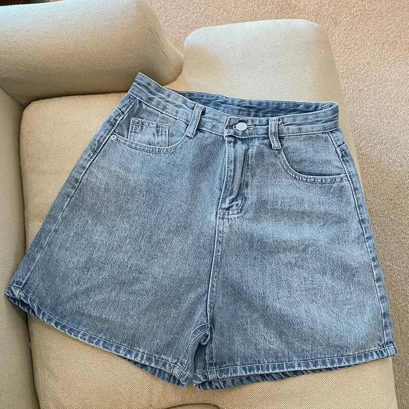 High Waist Denim Shorts For Women Casual Streetwear Loose Fit