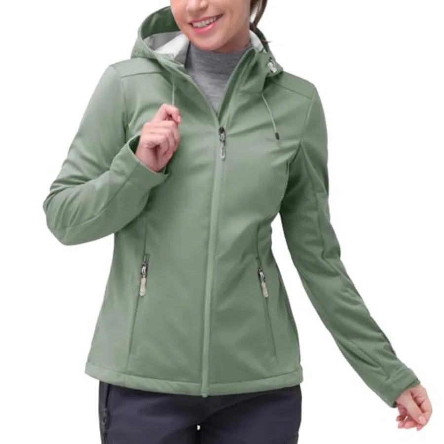 33000Feet Womens Softshell Waterproof Hooded Jacket For Outdoor Hiking