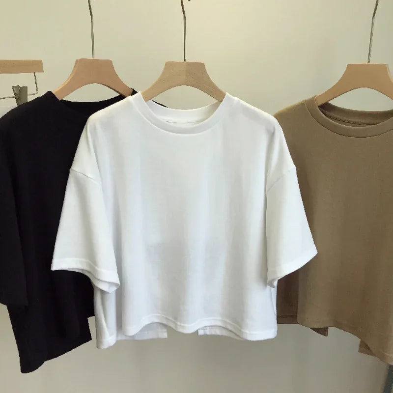 Dawndesslo Backless Summer Crop Top For Women Round Neck Tee
