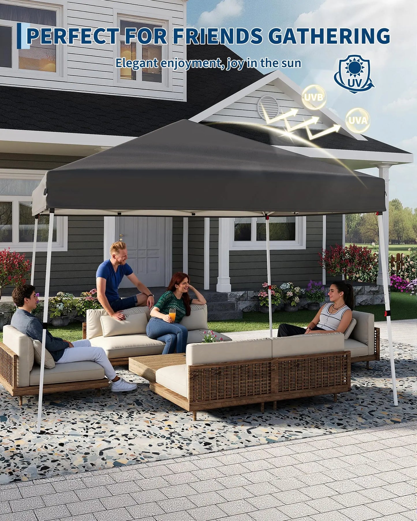 HiMISS Folding Slanted Canopy Tent For Outdoor Trade Shows