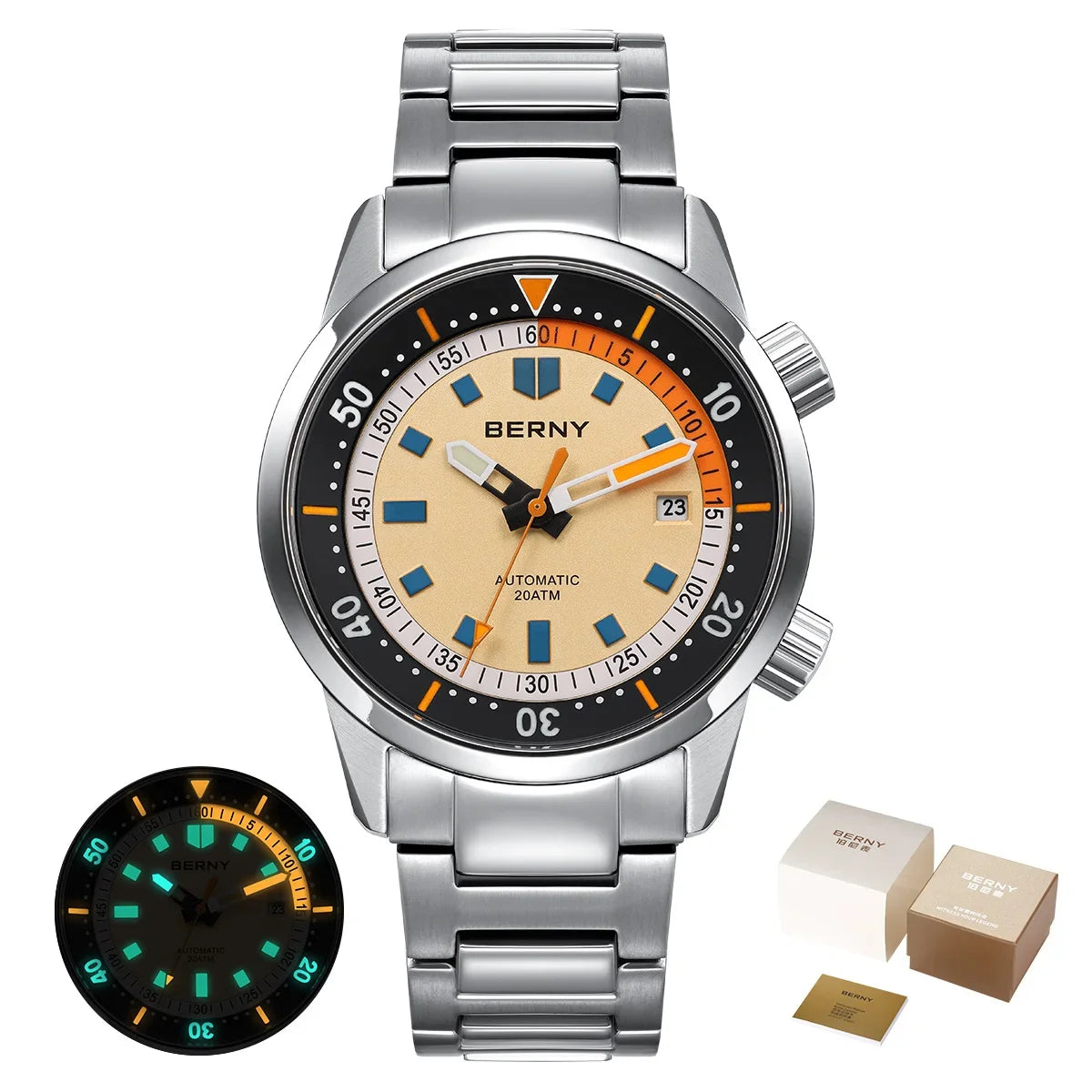 BERNY 200M Waterproof Automatic Diver Watch With Sapphire Glass