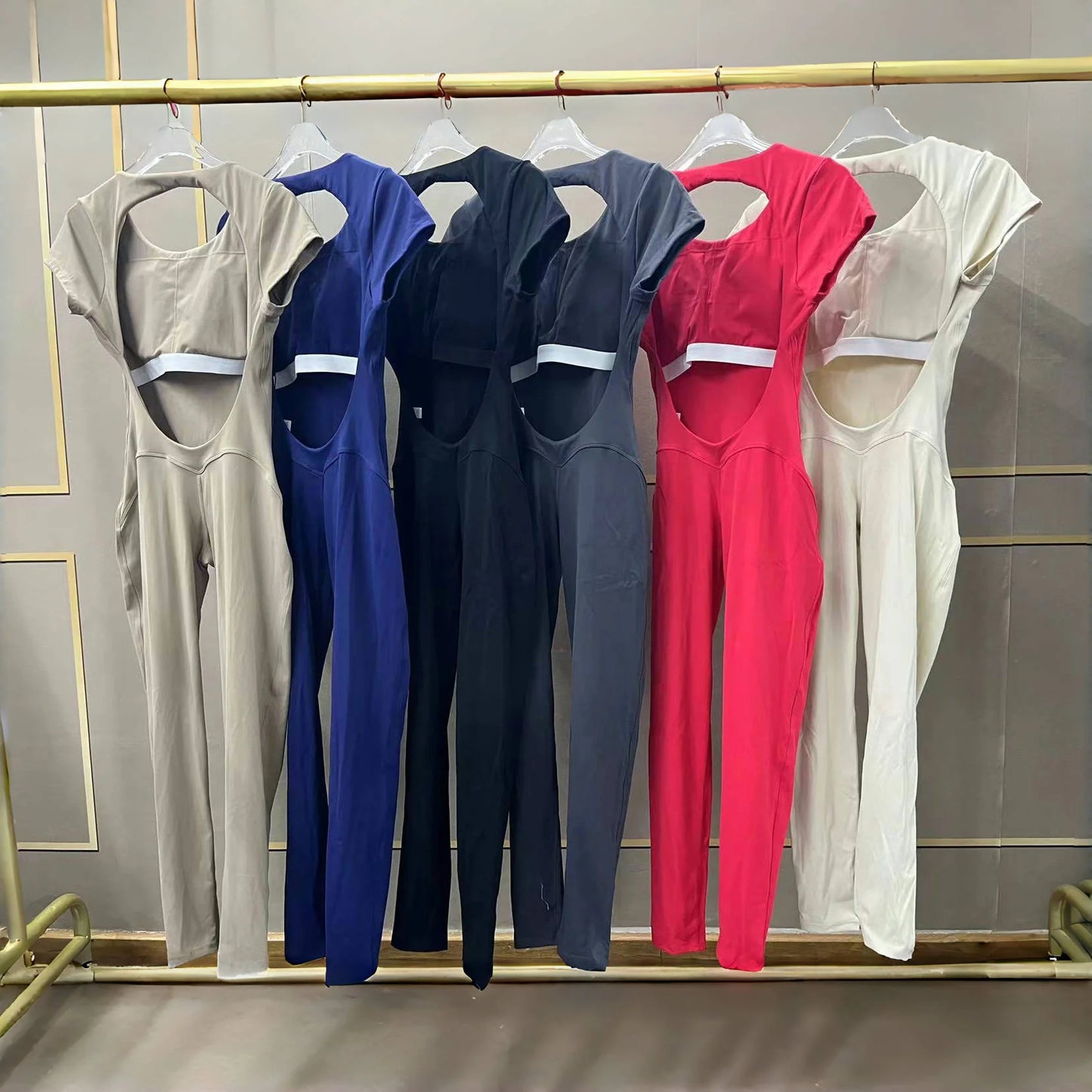 COZOKCN Women's Yoga Jumpsuit One-Piece Open Back Slim Fit