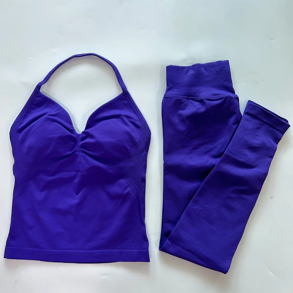 Seamless Gym Set For Women Tank Top And High Waist Scrunch Leggings