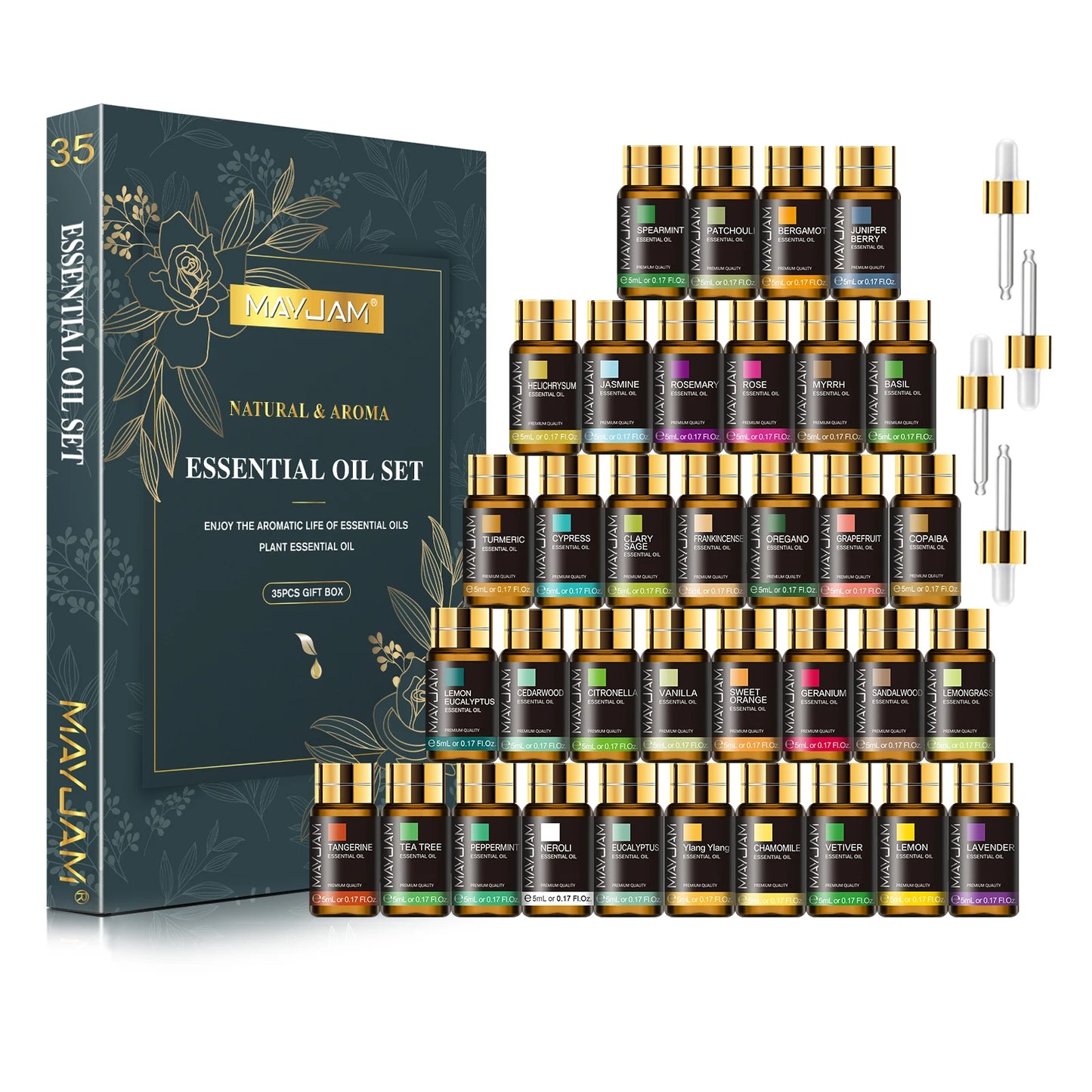 MAYJAM 35 Bottles Essential Oils Kit Gift Box Assorted Scents